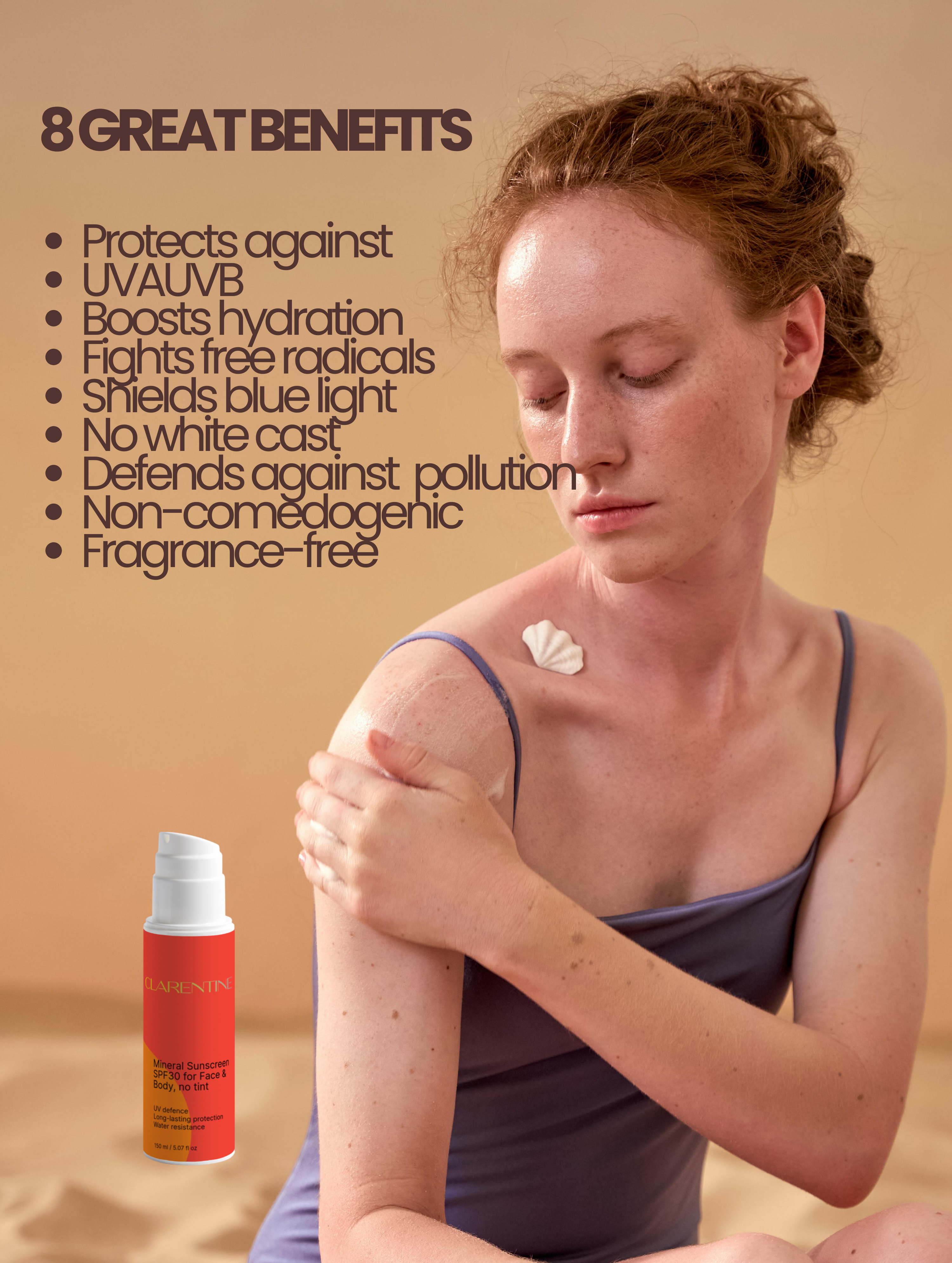 Mineral Sunscreen SPF30 for Face & Body, no tint